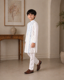 Boys White Mirror Work Kurta For Boys