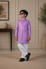 Purple Father & Son Matching Kurta Pajama Set For Men & Kid