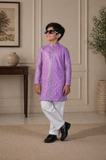 Purple Father & Son Matching Kurta Pajama Set For Men & Kid
