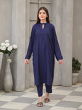 Electric Blue Co Ord Set: Long Shirt & Straight Pant For Women