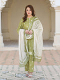 Rang Olive 3-Piece Stitched Ensemble with Swiss Lawn Fabric For Women