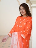 Rang Orange 3-Piece Stitch Ensemble with Swiss Lawn Fabric For Women