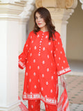 Rang Ruby Red 3-Piece Stitch Ensemble with Swiss Lawn Fabric For Women