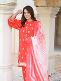 Rang Ruby Red 3-Piece Stitch Ensemble with Swiss Lawn Fabric For Women