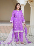 Rang Lilac 3-Piece Stitched Ensemble with Swiss Lawn Fabric For Women