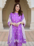 Rang Lilac 3-Piece Stitched Ensemble with Swiss Lawn Fabric For Women