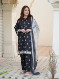 Rang Black 3-Piece Stitched Ensemble with Swiss Lawn Fabric For Women