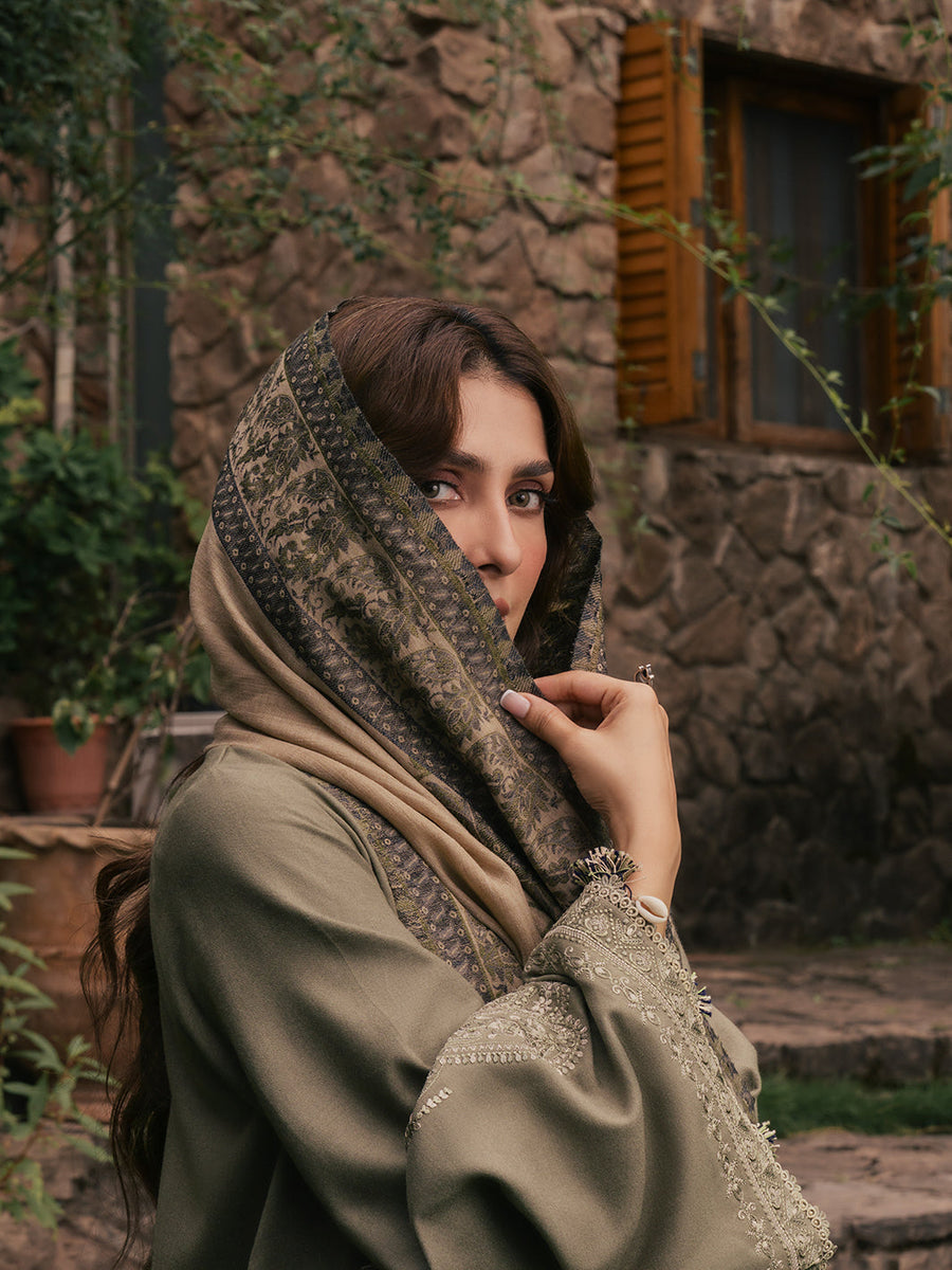 Rukh – Mouse Grey Embroidered Winter Suit For Women