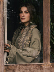 Rukh – Mouse Grey Embroidered Winter Suit For Women