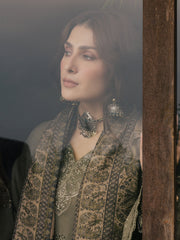 Rukh – Mouse Grey Embroidered Winter Suit For Women