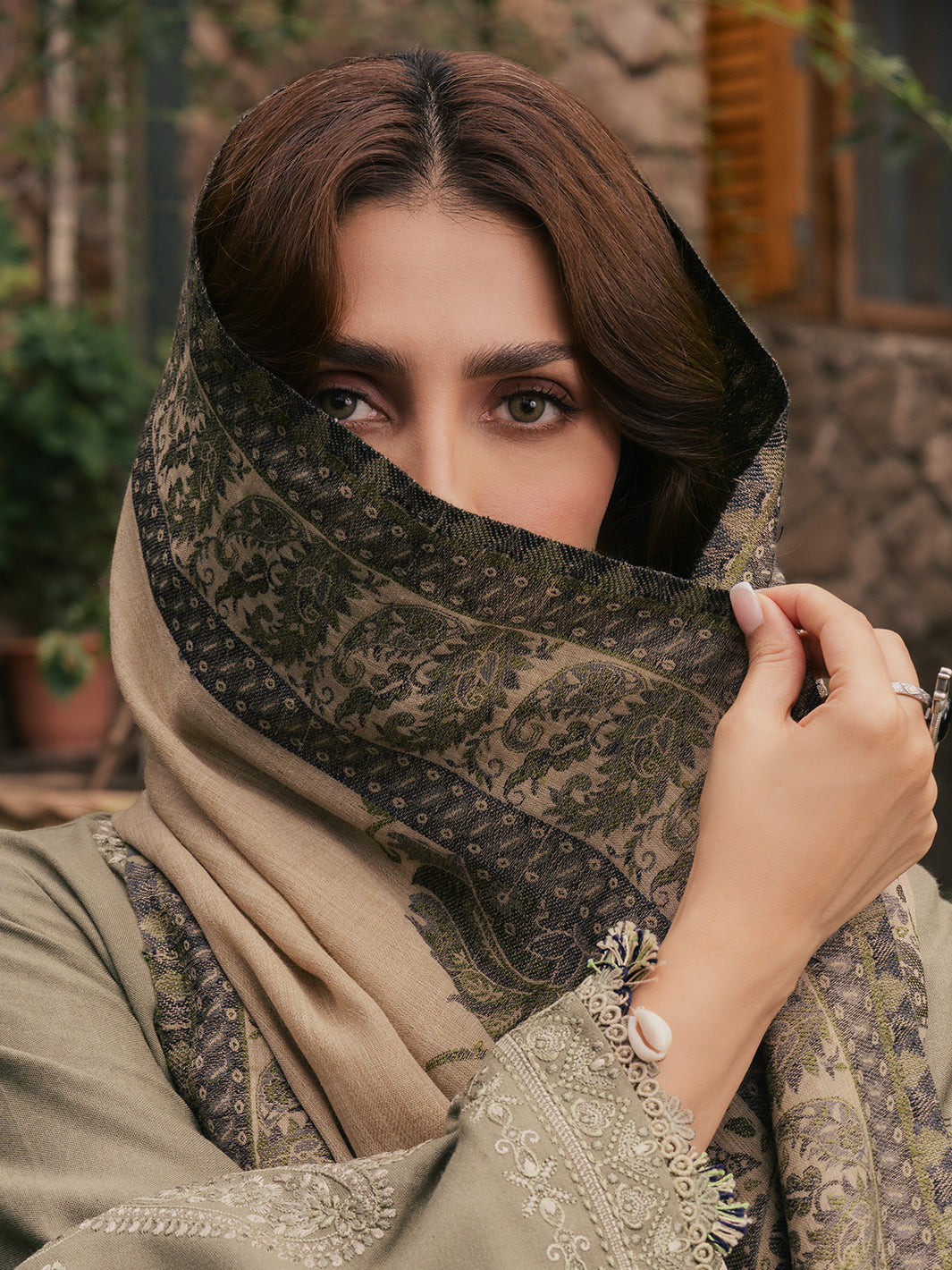 Rukh – Mouse Grey Embroidered Winter Suit For Women