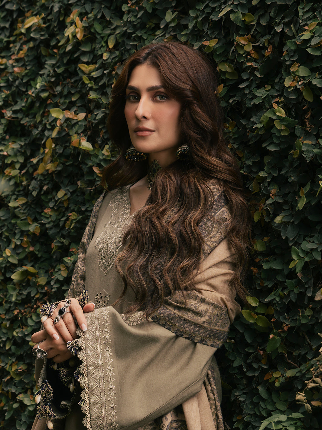 Rukh – Mouse Grey Embroidered Winter Suit For Women