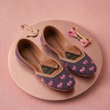 Ribbon Reverie Mocha Jute Embroidered Bow Khussa For Women