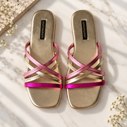 Rosé Pop Multicolor Faux Leather Slides For Women