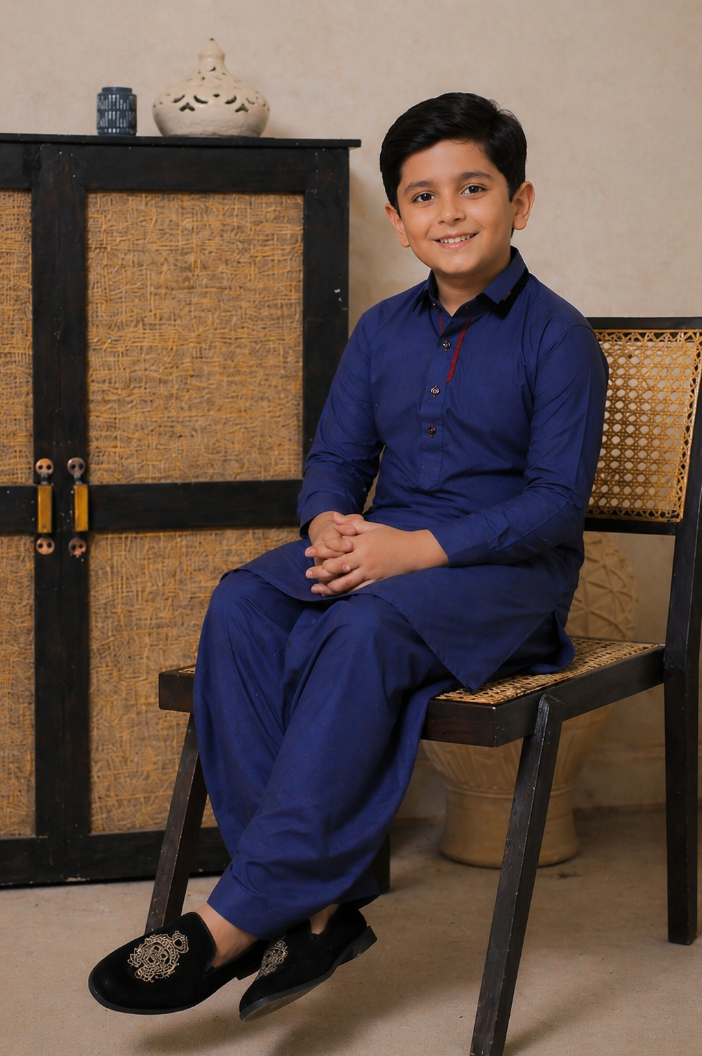 Royal Blue Father & Son Matching Shalwar Kameez Set For Men & Kid