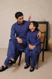 Royal Blue Father & Son Matching Shalwar Kameez Set For Men & Kid
