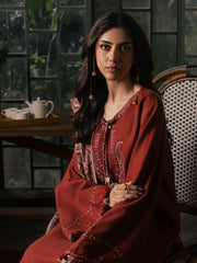 Sahal – Burnt Orange Embroidered Winter Suit For Women
