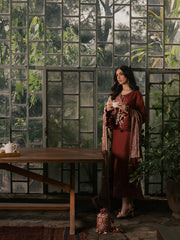 Sahal – Burnt Orange Embroidered Winter Suit For Women