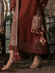 Sahal – Burnt Orange Embroidered Winter Suit For Women