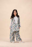 Girls Sky Blue Floral Printed Kurta Set – Elegant and Breezy For Girls
