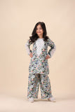 Girls Sky Blue Floral Printed Kurta Set – Elegant and Breezy For Girls