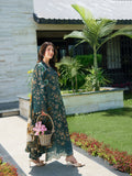 SOLIN – Sunset Muse Bottle Green Embroidered Lawn 3 Piece Suit For Women
