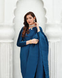 Sapphire Pleated Silk Gown Saree For Women