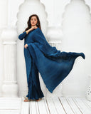Sapphire Pleated Silk Gown Saree For Women