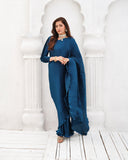 Sapphire Pleated Silk Gown Saree For Women