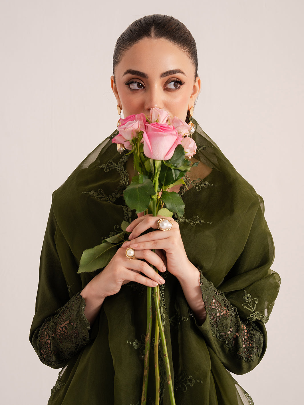 Silken – Deep Green Raw Silk Embroidered Suit For Women