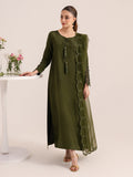Silken – Deep Green Raw Silk Embroidered Suit For Women