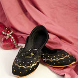 Starlit Velvet Khussa – Scalloped Net & Sitara Sequin Elegance For Women