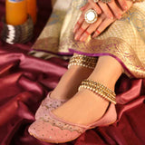 Starlit Velvet Khussa – Scalloped Net & Sitara Sequin Elegance For Women
