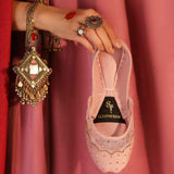Starlit Velvet Khussa – Scalloped Net & Sitara Sequin Elegance For Women