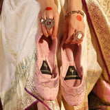 Starlit Velvet Khussa – Scalloped Net & Sitara Sequin Elegance For Women