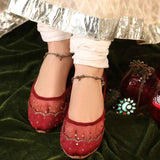 Starlit Velvet Khussa – Scalloped Net & Sitara Sequin Elegance For Women