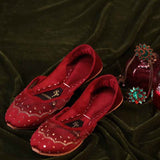 Starlit Velvet Khussa – Scalloped Net & Sitara Sequin Elegance For Women
