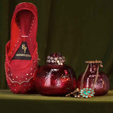 Starlit Velvet Khussa – Scalloped Net & Sitara Sequin Elegance For Women