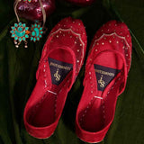 Starlit Velvet Khussa – Scalloped Net & Sitara Sequin Elegance For Women