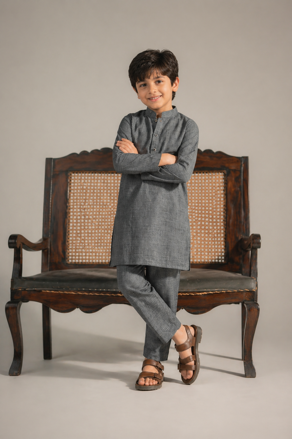 Royal Gray Premium Kurta Pajama Set For Boys