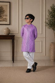 Purple Father & Son Matching Kurta Pajama Set For Men & Kid