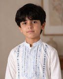 Boys White Mirror Work Kurta For Boys
