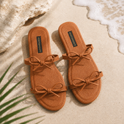 Sun Kissed Tan Bow Slides For Women