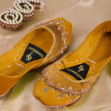 Floral Veil Velvet Khussa – Zari & Bead Handwork Elegance For Women
