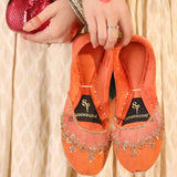 Floral Veil Velvet Khussa – Zari & Bead Handwork Elegance For Women