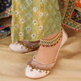 Floral Veil Velvet Khussa – Zari & Bead Handwork Elegance For Women