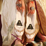 Floral Veil Velvet Khussa – Zari & Bead Handwork Elegance For Women