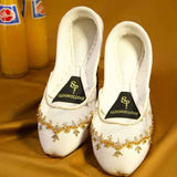 Floral Veil Velvet Khussa – Zari & Bead Handwork Elegance For Women