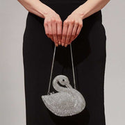 Luxury Crystal Swan Clutch – Silver & Pink For Women