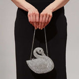 Luxury Crystal Swan Clutch – Silver & Pink For Women